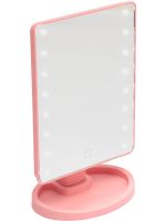 Косметическое сенсорное зеркало для макияжа Magic MakeUp Mirror вращается на 180 настольное зеркало на подставке с подсветкой 22 LED USB Розовое