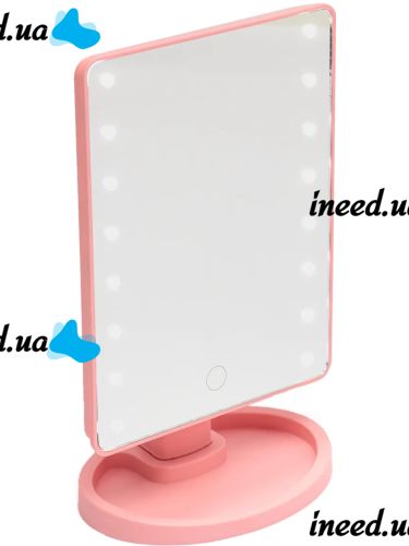 Косметическое сенсорное зеркало для макияжа Magic MakeUp Mirror вращается на 180 настольное зеркало на подставке с подсветкой 22 LED USB Розовое