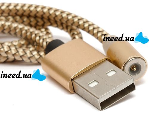 Магнітна зарядка для телефону Hoco X - cable Magnetic 3 в 1 круглий USB кабель micro lightning type-c 1 м шнур з LED підсвічуванням M3 для Android IOS