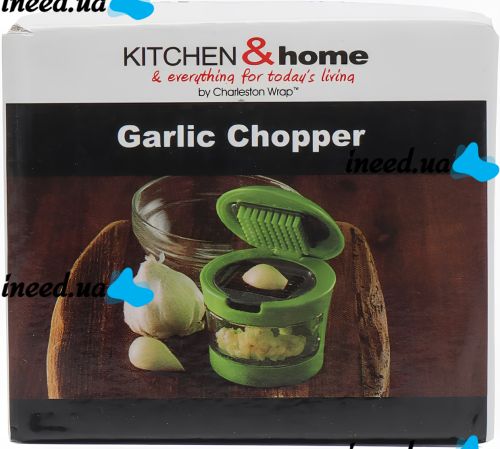 Ручний прес подрібнювач часнику Garlic Chopper кухонна чеснокодавка для дрібних продуктів, часничниця зі знімним контейнером і насадками Зелена