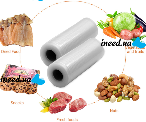 Вакуумные пакеты для вакууматора, вакуумного упаковщика 5 м х 25 см в рулоне, пленка для хранения пищевых продуктов