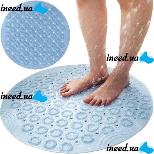 Нековзний килимок для душу Massage Foot Rad 35 см, силіконовий, масажний килимок-щітка для стоп, круглий, гумовий килимок для ванни на присосках