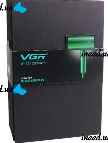 Professional hair Dryer for styling and drying VGR V-431 Green with ionization nozzle, overheating protection and cold air mode 1800W 