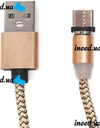 Магнітна зарядка для телефону Hoco X - cable Magnetic 3 в 1 круглий USB кабель micro lightning type-c 1 м шнур з LED підсвічуванням M3 для Android IOS