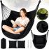 Springos HM047 Hanging Rocking Chair with 2 Cushions (No Crossbar), Single-Seater Mexican Fabric Hammock without Crossbar, with KY-4535 Cover—Black