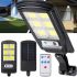 Solar Powered Street Lamp Solar Street Light BL BK-120-6COB Wall-mounted Rechargeable LED Flashlight with Remote Control and Motion Sensor on a pole