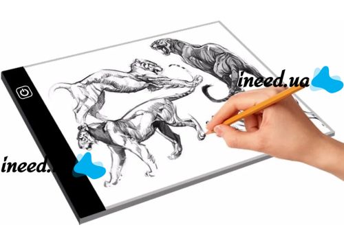 A4-F-USB Light Graphics Tablet for Drawing and Copying with LED Backlight, LED Drawing Board 3 Brightness Modes from USB Black