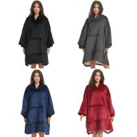 Толстовка-плед с капюшоном Huggle Hoodie Ultra Plush Blanket 2 в 1 унисекс оверсайз толстовка худи плюшевый плед с рукавами на флисе 74Х110 см Серый 