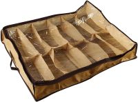  Shoes Under Shoe Storage Organizer for 12 Pairs Shoe Drawer Shoesander Case with Compartments in the Closet for Protection from Dust and dirt Brown