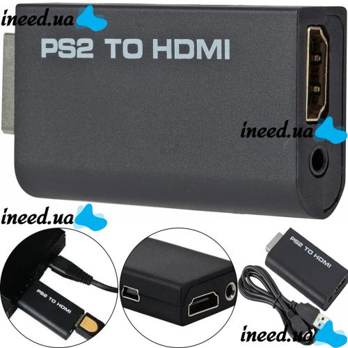 Компонентний перехідник конвертер PS2 PS3 to HDMI G300 для ігрової приставки Sony Playstation, відео та аудіо адаптер для ігрових приставок Чорний