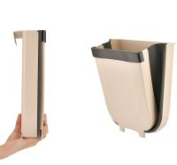 Складне навісне відро для сміття контейнер на двері Foltable Trash Bin Can в кухню або ванну, розкладне відро бак для сміття на дверцята коричневе