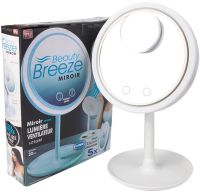 Круглое сенсорное зеркало для макияжа с вентилятором Beauty Breeze Mirror CM-062 настольное аккумуляторное зеркало с подсветкой и увеличением Белое