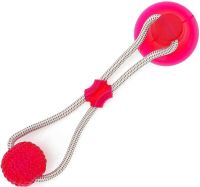Игрушка канат для кошек и собак Dog Toy Rope жевательный резиновый массажный мяч на веревке с присоской для чистки зубов домашних животных 38х10 см