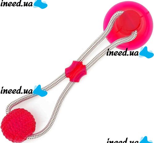 Игрушка канат для кошек и собак Dog Toy Rope жевательный резиновый массажный мяч на веревке с присоской для чистки зубов домашних животных 38х10 см