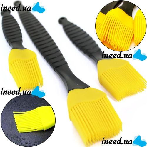 Набір кондитерських силіконових кистей Better Brush з 3 штук з пластиковою ручкою для змазування їжі, випічки, кулінарні пензлики для кухні Жовті