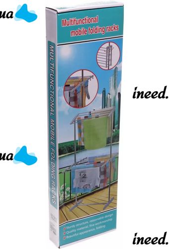 Дворівнева розкладна сушарка для білизни Mobile Folding Racks підлогова вертикальна складна вішалка, стійка сушка для одягу До 40 кг сіра