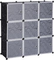 Складной шкаф органайзер для вещей Storage Cube Cabinet MP-39-61 110х110х35 см пластиковая тумба на 9 секций полочка для одежды и обуви Черная
