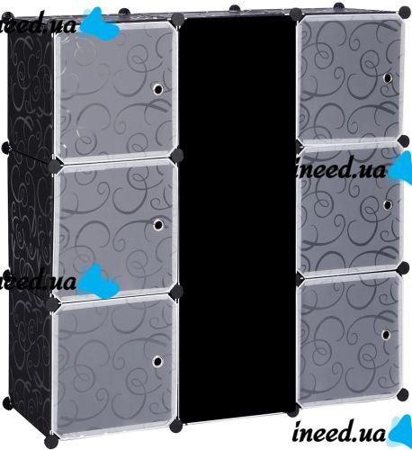 Складна шафа органайзер для речей Storage Cube Cabinet MP-29 110х110х35 см пластикова тумба на 7 секцій поличка для одягу та взуття Чорна