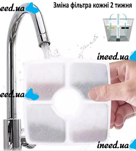 Комплект змінний фільтр 1 шт для автоматичної поїлки Pet Water Fountain, Вугільні змінні фільтри 12.3х12.3х0.8 см для питного фонтану тварин