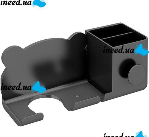 Настенный держатель полка Storage Shelf QJ-996 для фена и штекера с отсеком для хранения ванных принадлежностей, Органайзер в ванную на липучке