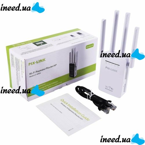 PIX-LINK LV-WR09 Wi-Fi Signal Repeater with 4 built-in Antennas Amplifier, Repeater, Router up to 300 MB/s, Mini WiFi Router Repeater/AP