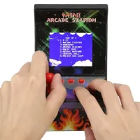 Retro Children's Game console Mini Arcade Station A2 Slot Machine with 200 built-in battery-powered games, 8bit console with 2.5 inch battery screen