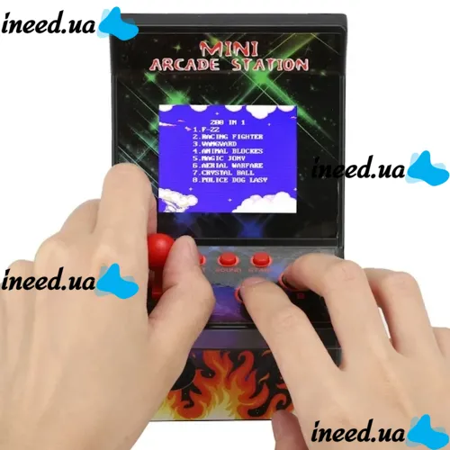 Retro Children's Game console Mini Arcade Station A2 Slot Machine with 200 built-in battery-powered games, 8bit console with 2.5 inch battery screen