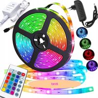 Комплект Світлодіодна LED стрічка 3528 RGB всі кольори 12V кольорова 5м пульт блок, різнобарвна в силіконі SMD2835 багатобарвна світлодіодної стрічки