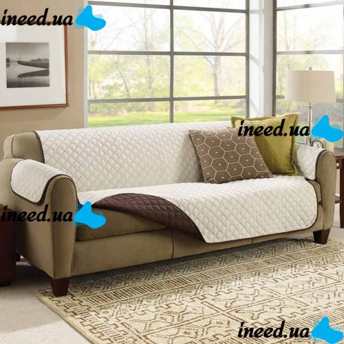 Двостороння накидка чохол на диван Couch Coat з мікрофібри, захисне двостороннє водонепроникне стьобане покривало для дивана