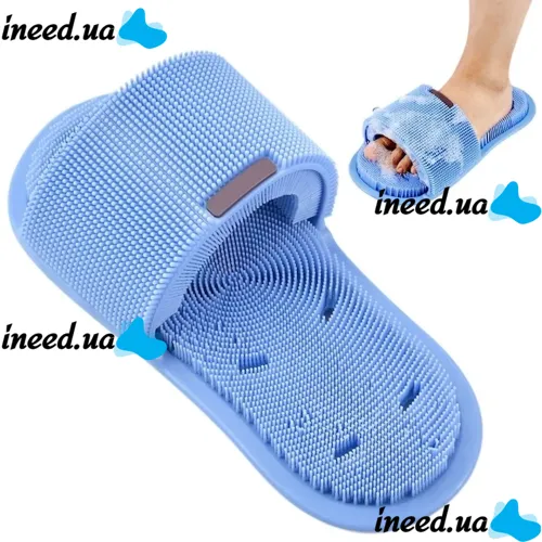 Силіконовий масажний ляпас Massage Slipper Tatboomu для масажу стоп ніг, тапочок 28.5х13.5 см з акупунктурним ефектом з силікону для душу Синій