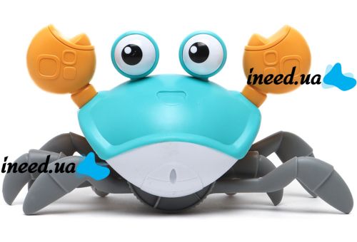 Детская интерактивная игрушка Краб Cartoon Crab HX155C бегающий робот, краб-беглец с детектором помех, звуковыми и световыми эффектами на батарейках