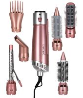 Gemei GM-4831 7 in 1 styling multistyler hair dryer brush with attachments 2200W flat iron curling tongs Gemmy for drying, curling, straightening and volumizing hair Pink