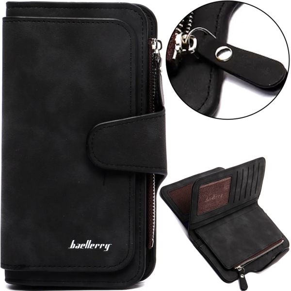 Женский замшевый кошелек Baellerry Forever N2345 Black женское мини портмоне на 10 отделений для купюр и мелочи 19х10.5 см Черный