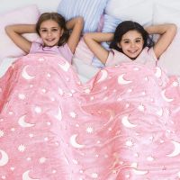Дитячий світиться плед Magic Blanket місяць і зірки Рожевий 150х200 см плюшеве світиться покривало день-ніч, люмінесцентне покривало-плед