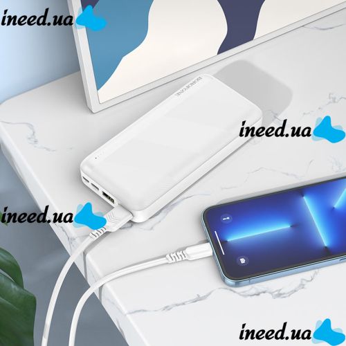 Зовнішній акумулятор повербанк Power Bank Borofone Bj27a 20000mAh 15W 2USB TYPE-C з швидкою зарядкою, портативний зарядний пристрій батарея 3 виходи