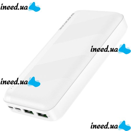 Зовнішній акумулятор повербанк Power Bank Borofone Bj27a 20000mAh 15W 2USB TYPE-C з швидкою зарядкою, портативний зарядний пристрій батарея 3 виходи