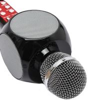 Беспроводной караоке микрофон WSTER WS-1816 Bluetooth USB AUX FM со встроенной колонкой и 4 тембрами голоса на аккумуляторе с динамиком WS1816 Черный