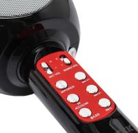 Беспроводной караоке микрофон WSTER WS-1816 Bluetooth USB AUX FM со встроенной колонкой и 4 тембрами голоса на аккумуляторе с динамиком WS1816 Черный