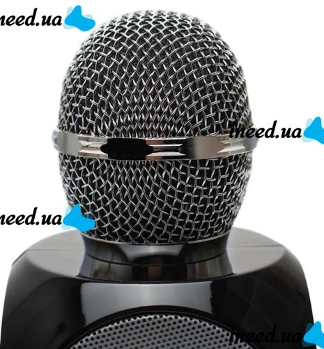 Беспроводной караоке микрофон WSTER WS-1816 Bluetooth USB AUX FM со встроенной колонкой и 4 тембрами голоса на аккумуляторе с динамиком WS1816 Черный