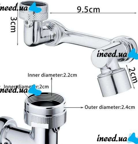 МЕТАЛ поворотная насадка на кран, удлинитель на гусак Faucet splash head, Аэратор для экономии воды с поворотом на 1080 градусов для смесителя