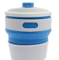 Collapsible Silicone Thermo Cup Collapsible SL-100 350 ml, Silicone Folding Transformer Cup with Lid Silicon Magic Cup with Plastic Rim