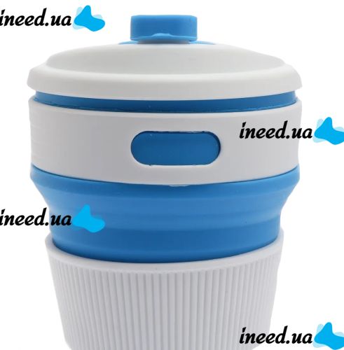 Collapsible Silicone Thermo Cup Collapsible SL-100 350 ml, Silicone Folding Transformer Cup with Lid Silicon Magic Cup with Plastic Rim