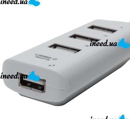 USB хаб Hi-Speed XD4 White на 4 порти, Універсальний розгалужувач з 4 виходами концентратор перехідник HUB 480 Мбіт для комп'ютера від USB Білий