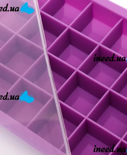 Силіконова багаторазова форма Silicone Ice Cubes Make для заморозки льоду і шоколаду з кришкою на 24 осередки, Лоток піднос для зберігання льоду 24 кубика