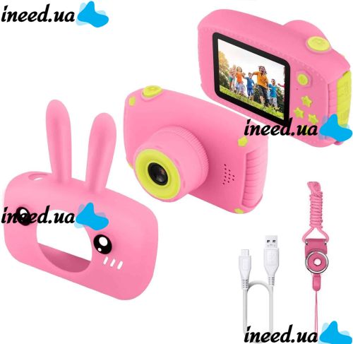 Дитячий акумуляторний фотоапарат DVR Baby Camera XL - 500R зайчик, Дитяча цифрова камера 7688 600mAh, цифровий фотоапарат для дітей Рожевий