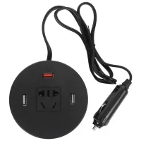 Автомобільний трійник інвертор Travel Car Power Liyuan DC-AC 12-220V 75W від прикурювача, універсальний USB адаптер спліттер 12 / 24V в авто