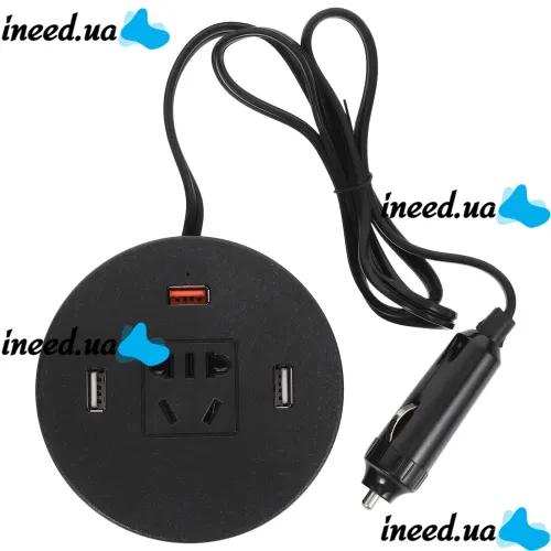 Автомобільний трійник інвертор Travel Car Power Liyuan DC-AC 12-220V 75W від прикурювача, універсальний USB адаптер спліттер 12 / 24V в авто