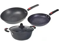 Kitchen cookware set Longziwei WOK HH23-005 2 pans and cauldrons for cooking 3in1, Cauldron and pan with non-stick coating MAG-782