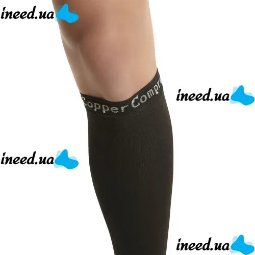 Поддерживающие компрессионные гетры Copper Fit Calf Compression Sleeves, Облегающие гольфы с фиксацией икр, Бандаж для поддержки голени Черные