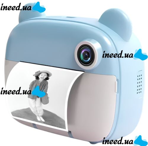 Детский фотоаппарат с мгновенной печатью DIY Instant Digital Camera M3 3 в 1 цифровая камера полароид для фото и видео на аккумуляторе Голубой